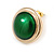 17mm D/ Green Enamel Round Dome Shape Stud Earrings in Gold Tone - view 5