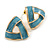 Blue Enamel Triangular Stud Earrings in Gold Tone - 20mm Across - view 4