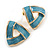 Blue Enamel Triangular Stud Earrings in Gold Tone - 20mm Across - view 5