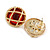 Vintage Inspired Dome Shaped with Red Glass Bead Stud Earrings in Gold Tone - 20mm D - view 4