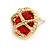 Vintage Inspired Dome Shaped with Red Glass Bead Stud Earrings in Gold Tone - 20mm D - view 5