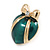Green Enamel Heart Stud Earrings in Gold Tone - 25mm Tall - view 5