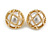 Vintage Inspired Dome Shaped with White Faux Pearl Bead Stud Earrings in Gold Tone - 20mm D - view 2