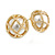 Vintage Inspired Dome Shaped with White Faux Pearl Bead Stud Earrings in Gold Tone - 20mm D - view 8