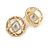 Vintage Inspired Dome Shaped with White Faux Pearl Bead Stud Earrings in Gold Tone - 20mm D - view 9