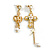 Cupid and Cross Dangle Assymetrical Earrings in Bright Gold Tone - 90mm Long - view 5