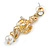 Cupid and Cross Dangle Assymetrical Earrings in Bright Gold Tone - 90mm Long - view 6