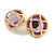 Vintage Inspired Dome Shaped with Purple Glass Bead Stud Earrings in Gold Tone - 20mm D
