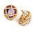 Vintage Inspired Dome Shaped with Purple Glass Bead Stud Earrings in Gold Tone - 20mm D - view 5