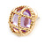 Vintage Inspired Dome Shaped with Purple Glass Bead Stud Earrings in Gold Tone - 20mm D - view 6
