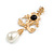 Victorian Style Faux Pearl and Black Acrylic Bead Light Gold Tone Drop Earrings - 65mm L - view 6