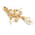 Victorian Style Faux Pearl Light Gold Tone Drop Earrings - 65mm L - view 6