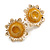 Gold Tone Sunflower Stud Earrings - 25mm Diameter - view 2