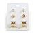 Set of 3 Stud Earrings in Gold Tone Owl/Flower/5mm Round Clear Crystal Bead - view 2