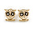 Set of 3 Stud Earrings in Gold Tone Owl/Flower/5mm Round Clear Crystal Bead - view 6
