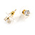 Set of 3 Stud Earrings in Gold Tone Owl/Flower/5mm Round Clear Crystal Bead - view 5