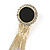 Gold Tone Fringe Dangle Earrings with Crystal Black Disk - 75mm L - view 5