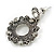 Vintage Inspired Textured Circles with Hematite Crystals Drop Earrings in Aged Silver Tone - 35mm L - view 4