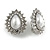 Clear Crystal White Faux Pearl Teadrop Clip On Earrings in Silver Tone - 25mm L - view 2