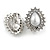 Clear Crystal White Faux Pearl Teadrop Clip On Earrings in Silver Tone - 25mm L - view 4