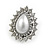 Clear Crystal White Faux Pearl Teadrop Clip On Earrings in Silver Tone - 25mm L - view 5