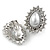 Clear Crystal White Faux Pearl Teadrop Clip On Earrings in Silver Tone - 25mm L - view 6