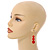 Graduated Red Acrylic Bead Drop Earrings in Gold Tone - 60mm Long - view 3