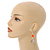 Natural Shell with Neon Orange Acrylic Bead Drop Earrings - 60mm L - view 3