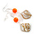 Natural Shell with Neon Orange Acrylic Bead Drop Earrings - 60mm L - view 2