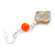 Natural Shell with Neon Orange Acrylic Bead Drop Earrings - 60mm L - view 4