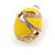 Oval Banana Yellow Enamel Clear Crystal Clip On Earrings In Gold Plating - 20mm L - view 6