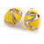 Oval Banana Yellow Enamel Clear Crystal Clip On Earrings In Gold Plating - 20mm L - view 7