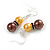 Graduated Yellow/ Brown Glass Bead with Brown Crystal Ring Drop Earrings - 45mm L - view 4