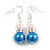 Pale Pink/Blue Glass Bead with AB Crystal Ring Drop Earrings in Silver Tone - 45mm Drop - view 2