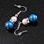 Pale Pink/Blue Glass Bead with AB Crystal Ring Drop Earrings in Silver Tone - 45mm Drop - view 4