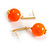 Neon Orange Acrylic Bead Slim Bar Drop Earrings in Gold Tone - 45mm Long - view 4