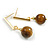 12mm Tiger Eye Round Stone with Gold Tone Bar Drop Earrings - 40mm Long - view 5