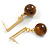 12mm Tiger Eye Round Stone with Gold Tone Bar Drop Earrings - 40mm Long - view 6