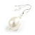 Oval Shaped White Lustrous Glass Pearl Drop Earrings with 925 Sterling Silver Fish Hook Closure/ 40mm Long - view 5