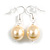 Oval Shaped Daffodil Yellow Lustrous Glass Pearl Drop Earrings with 925 Sterling Silver Fish Hook Closure/ 40mm Long