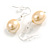 Oval Shaped Daffodil Yellow Lustrous Glass Pearl Drop Earrings with 925 Sterling Silver Fish Hook Closure/ 40mm Long - view 2