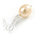 Oval Shaped Daffodil Yellow Lustrous Glass Pearl Drop Earrings with 925 Sterling Silver Fish Hook Closure/ 40mm Long - view 4
