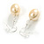 Oval Shaped Daffodil Yellow Lustrous Glass Pearl Drop Earrings with 925 Sterling Silver Fish Hook Closure/ 40mm Long - view 7