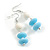 White/ Light Blue Acrylic Bead Drop Earrings - 65mm Long - view 2