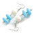 White/ Light Blue Acrylic Bead Drop Earrings - 65mm Long - view 4