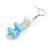 White/ Light Blue Acrylic Bead Drop Earrings - 65mm Long - view 5