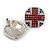Union Jack Red/Blue/Clear Crystal Square Stud Earrings in Silver Tone - 20mm Tall - view 4
