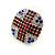Union Jack Red/Blue/Clear Crystal Square Stud Earrings in Silver Tone - 20mm Tall - view 5