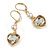 Clear Crystal Heart Drop Earrings In Gold Tone Metal with Leverback Closure - 40mm L - view 4