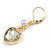 Clear Crystal Heart Drop Earrings In Gold Tone Metal with Leverback Closure - 40mm L - view 5